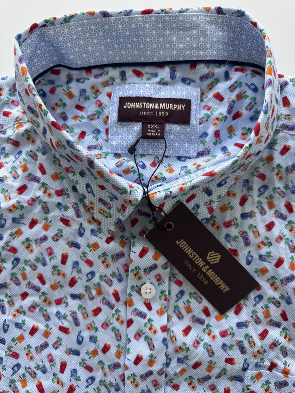 Johnston & Murphy Men’s Shirt 3XL blue Multi Short sleeve